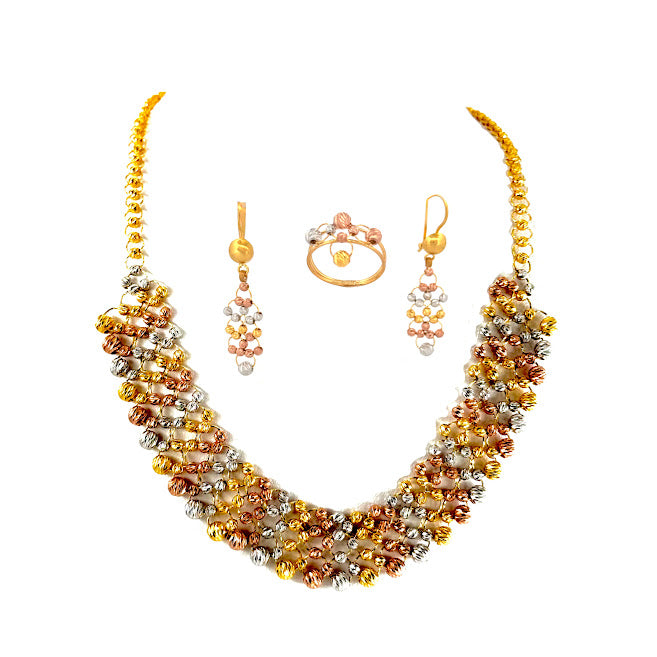 22K Gold Necklace  Earrings & Ring 25.56g