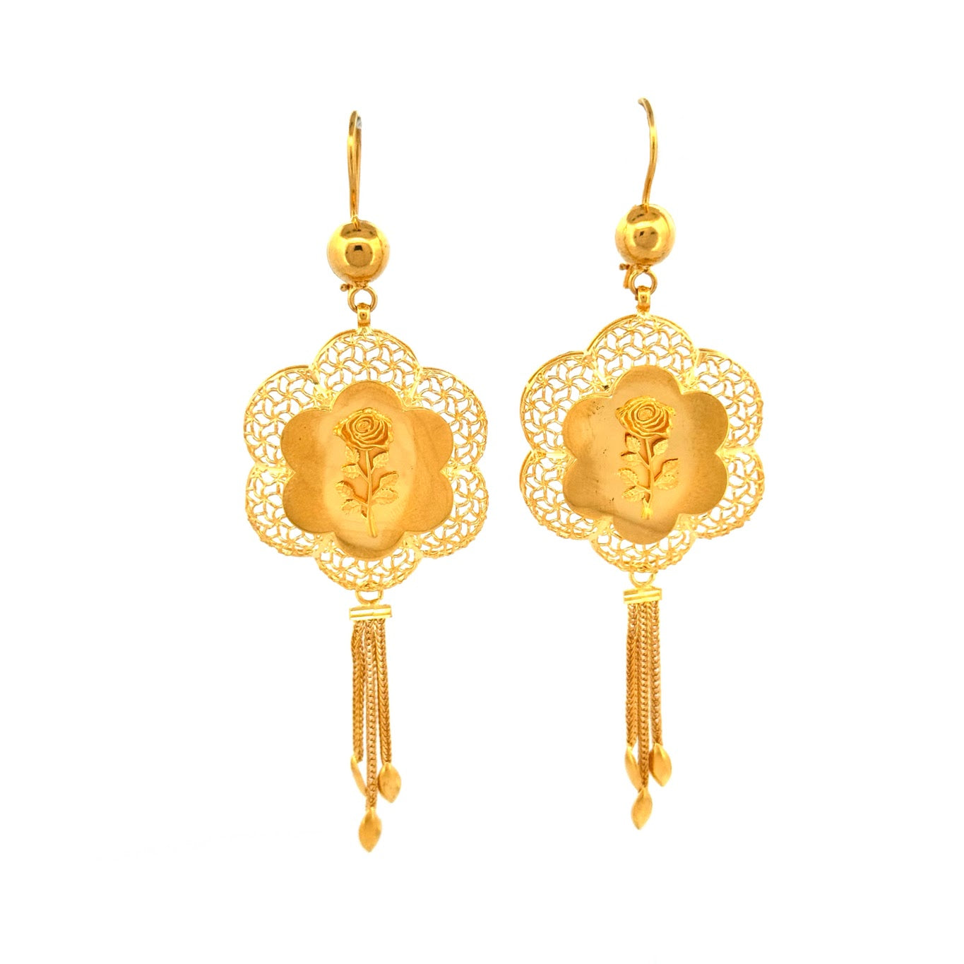 22K Gold Necklace Earrings & Ring 43.18g_1