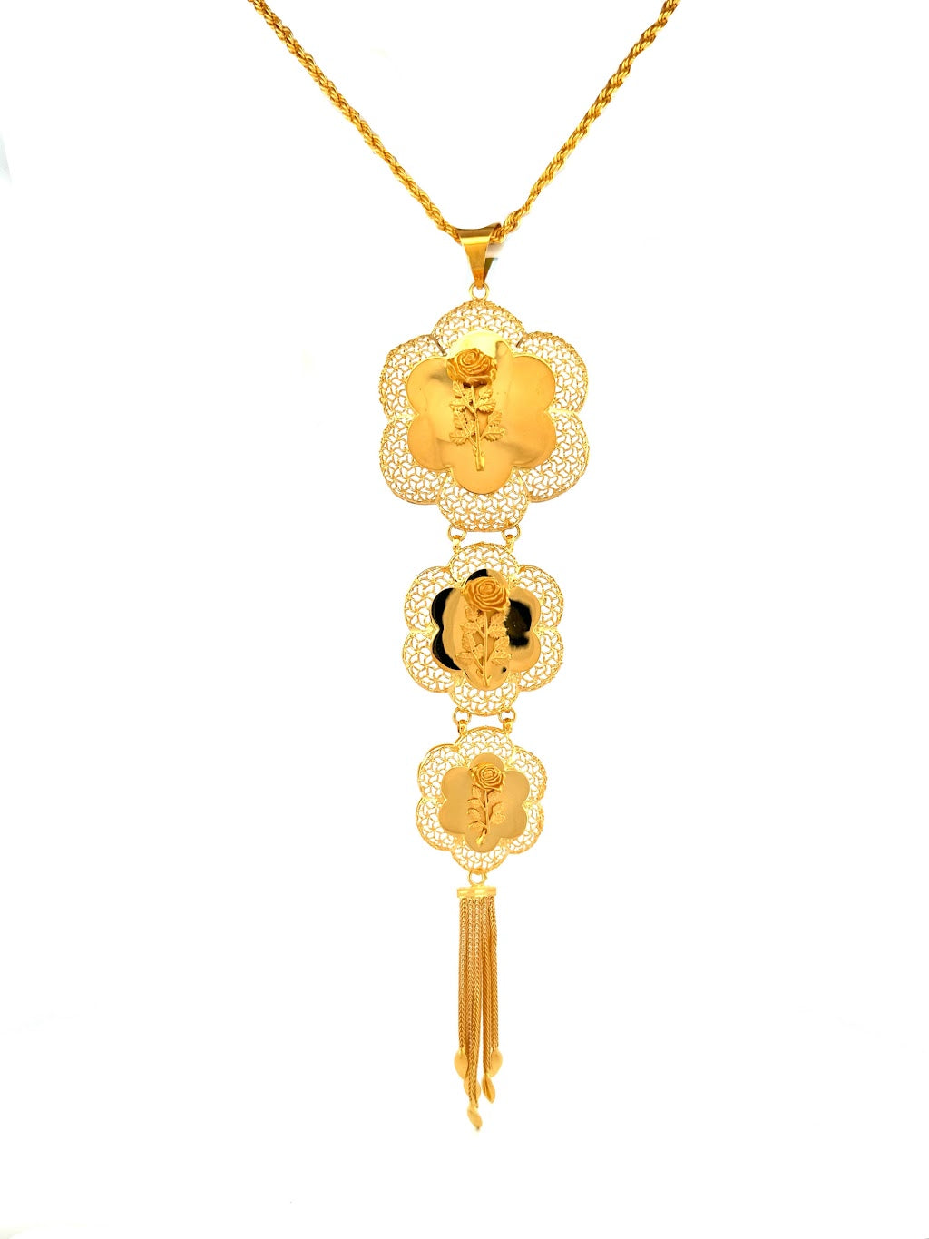 22K Gold Necklace Earrings & Ring 43.18g_2