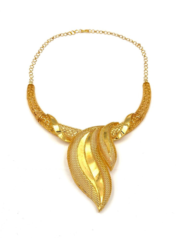 22K Gold Necklace Earrings & Ring 54.55g