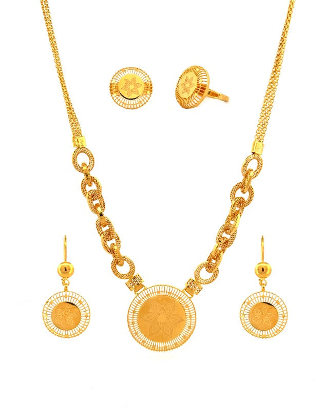 22K Gold Necklace Earrings & Rings 32.19g