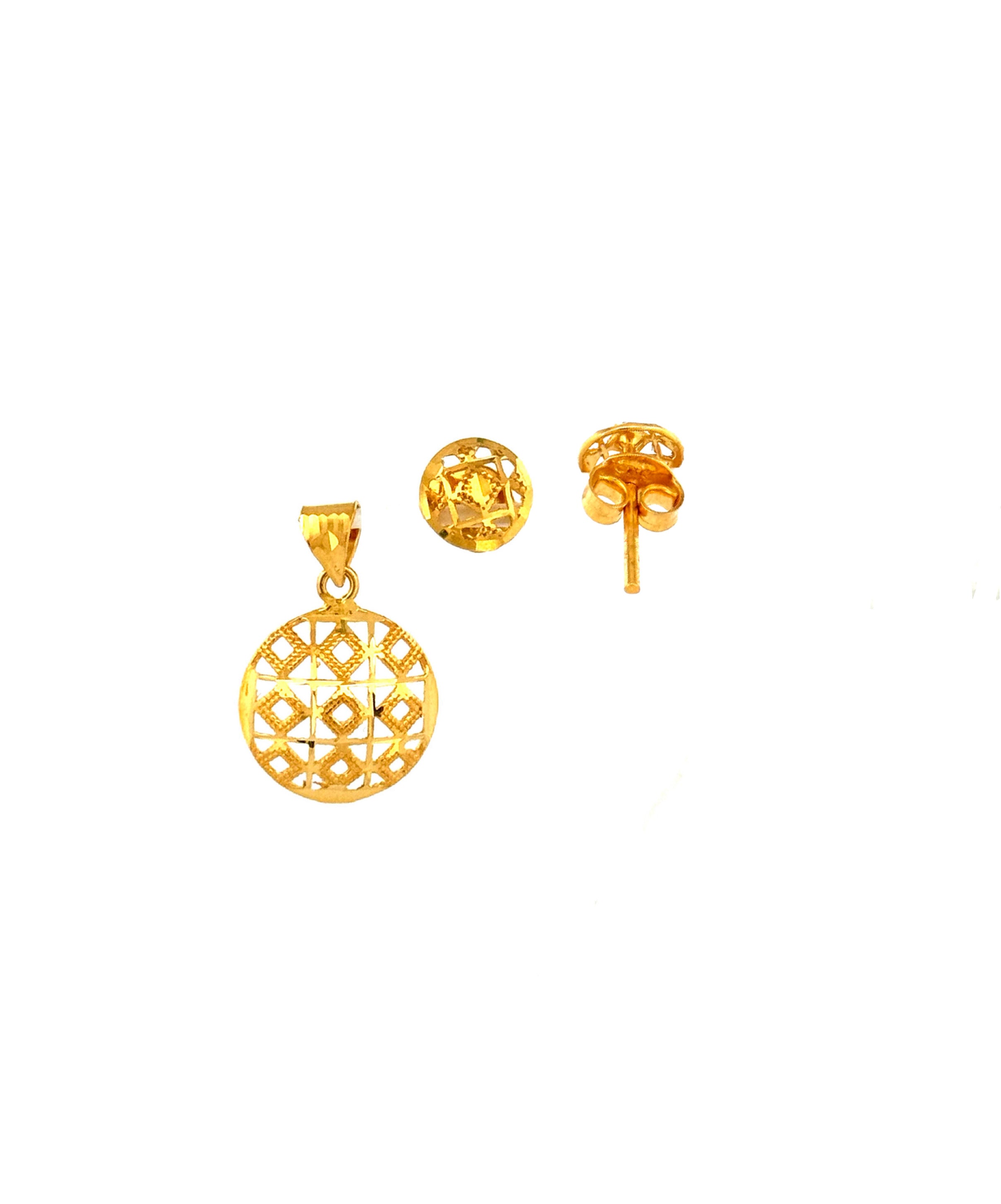 22K Gold Pendant+Earrings 1.79g