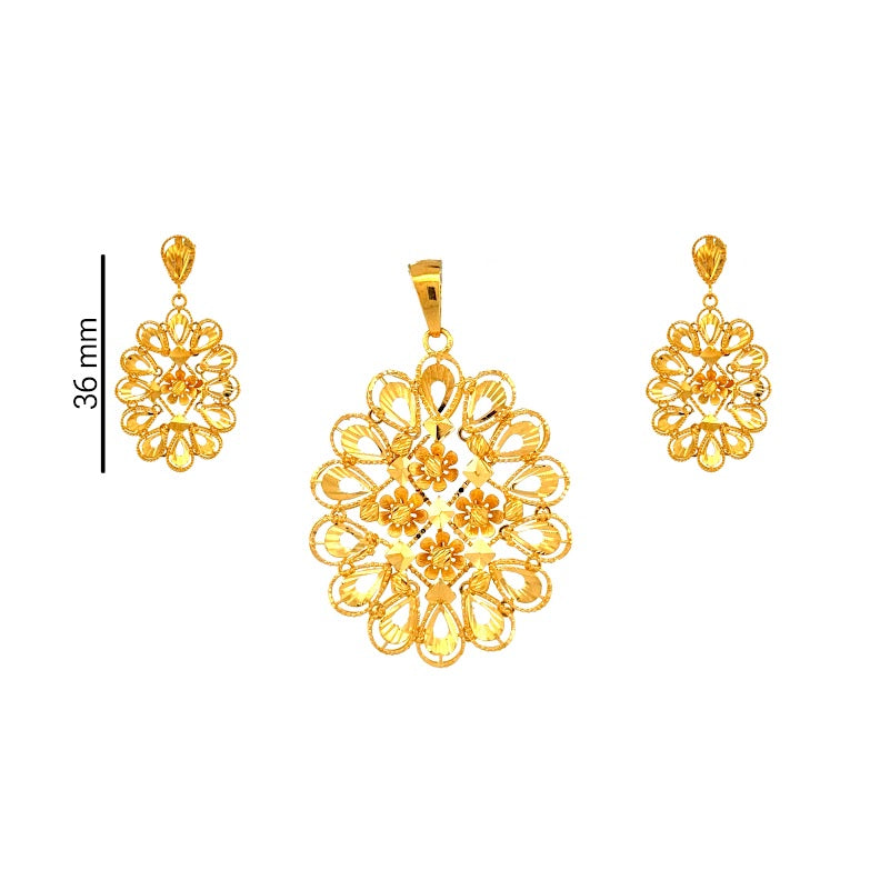 22K Gold Pendant & Earrings 11.53g