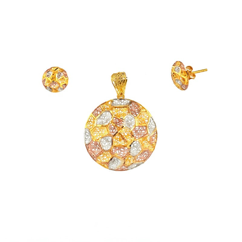 22K Gold Pendant & Earrings 6.42g