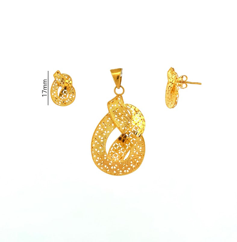 22K Gold Pendant & Earrings 7.09g
