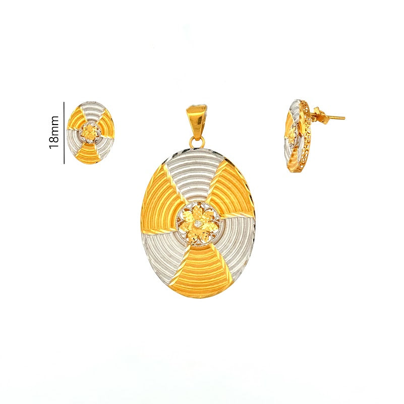 22K Gold Pendant & Earrings 9.34g