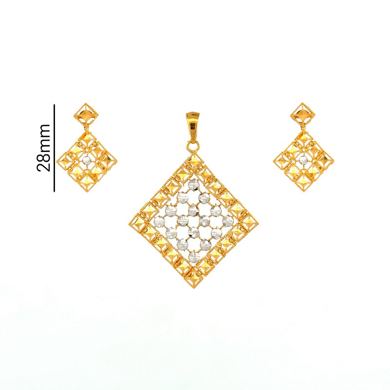 22K Gold Pendant & Earrings 9.54g