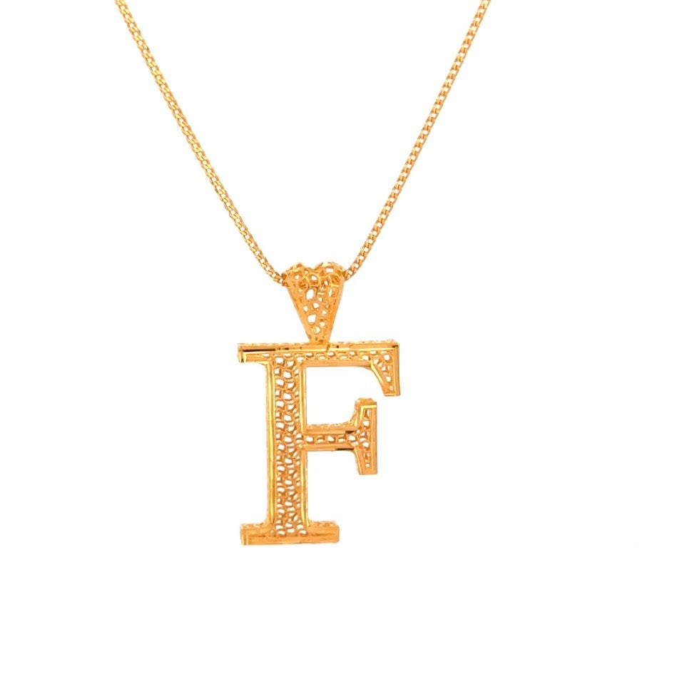 22K Gold Pendant Name Letter (F) 2.10g_1