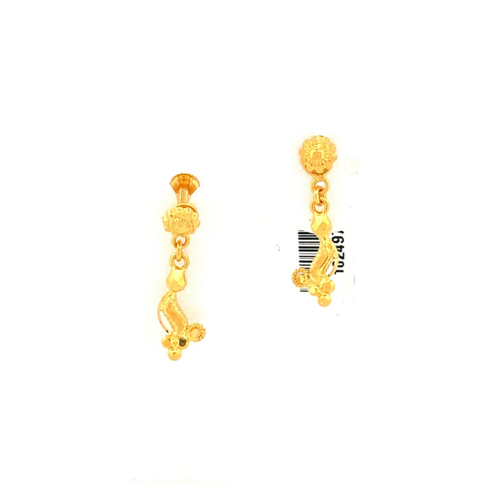 22K Gold Screw Drop Earrings 1.920g