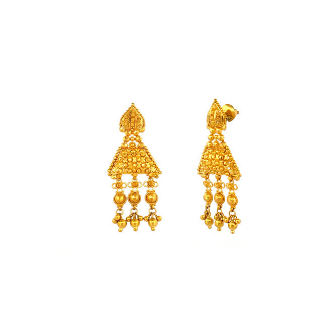 22K Gold Screw Drop Earrings 12.85g