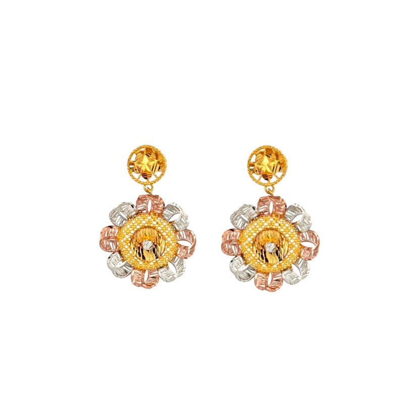 22K Gold Screw Drop  Earrings 15.50g