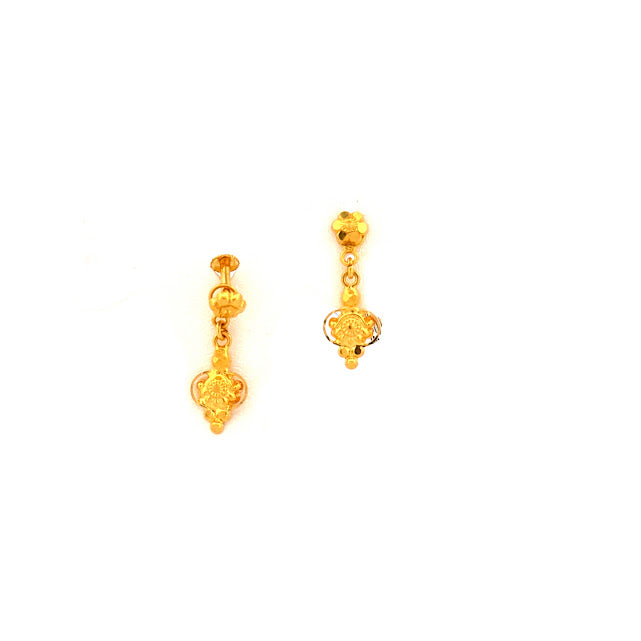 22K Gold Screw Drop Earrings 2.00g