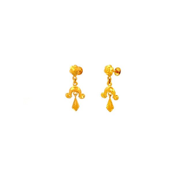 22K Gold Screw Drop Earrings 2.03g
