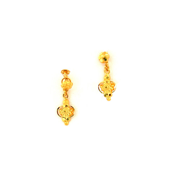 22K Gold Screw Drop Earrings 2.06g