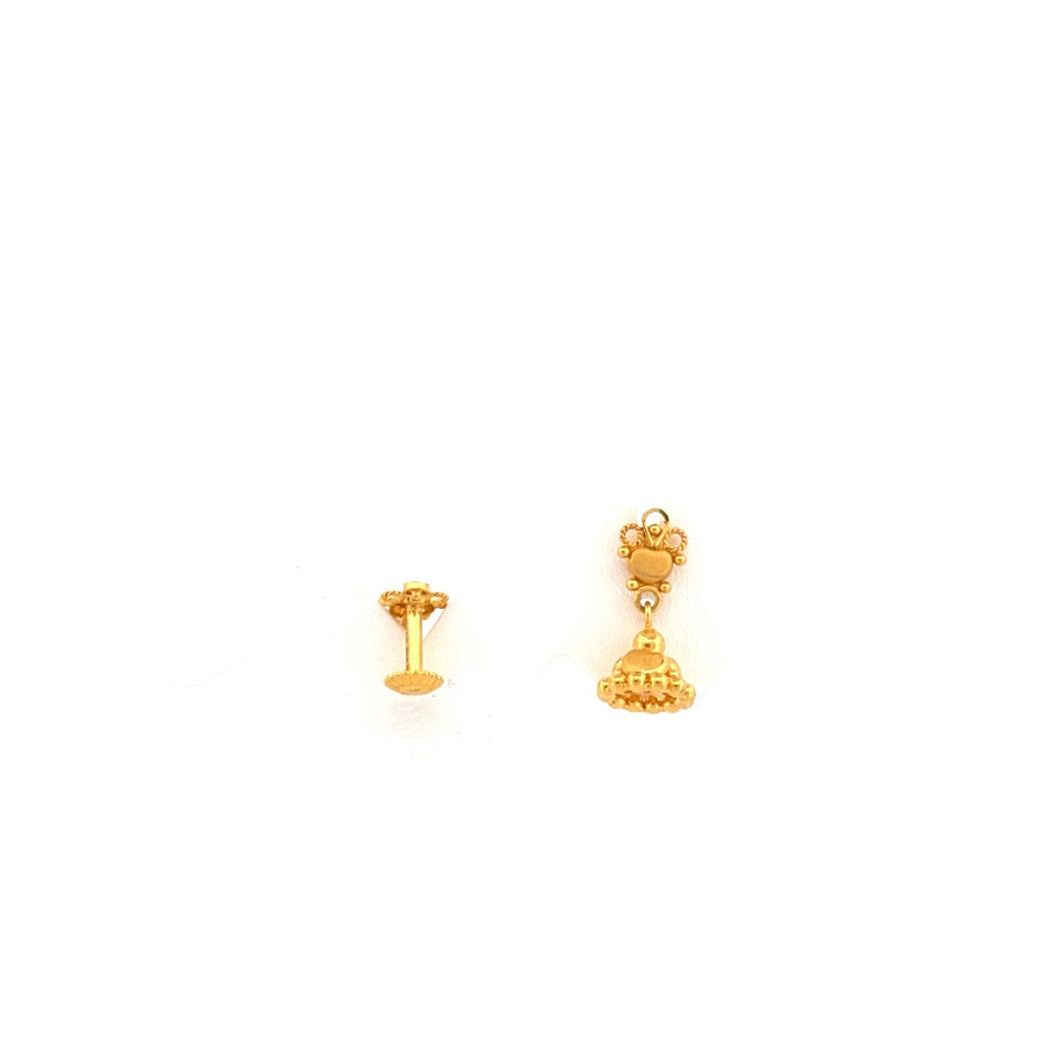 22K Gold Screw Drop Earrings 2.09g