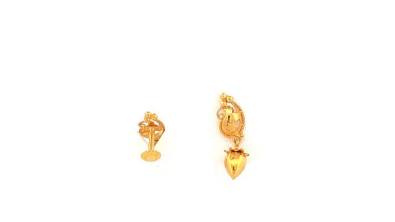 22K Gold Screw Drop Earrings 2.150g