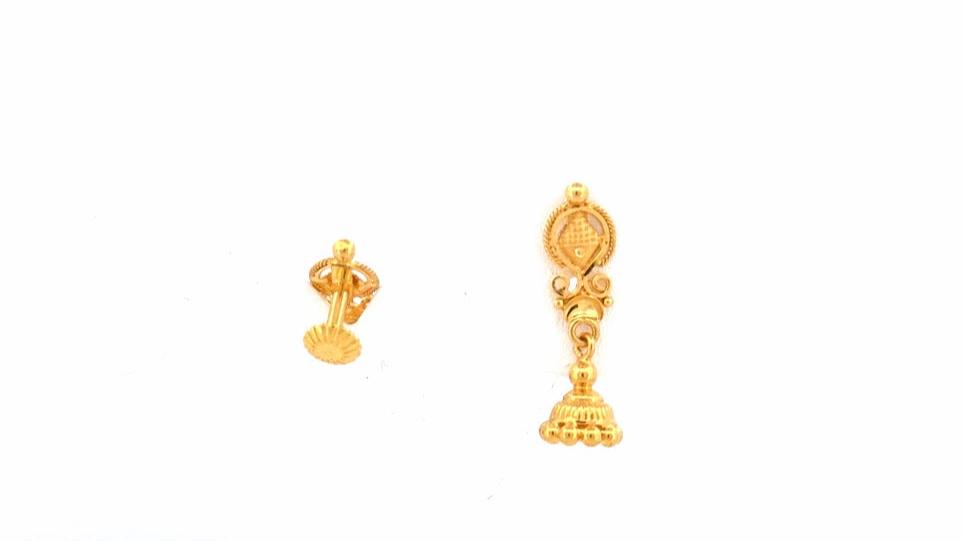 22K Gold Screw Drop Earrings 2.20g