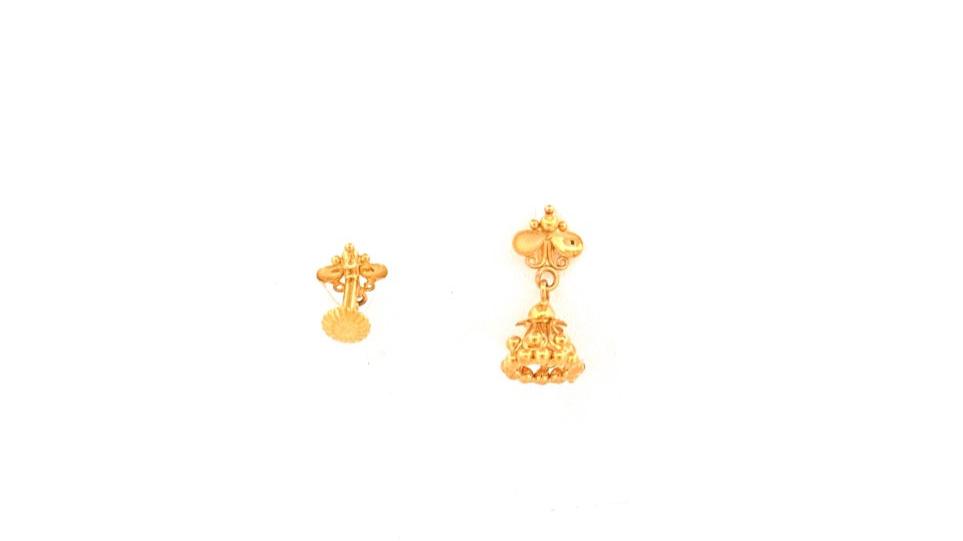 22K Gold Screw Drop Earrings 2.210g