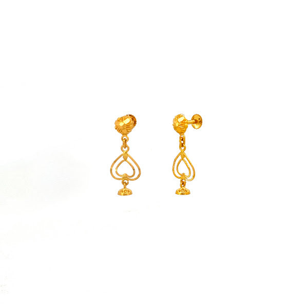 22K Gold Screw Drop Earrings 2.26g