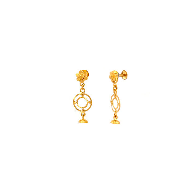 22K Gold Screw Drop Earrings 2.30g