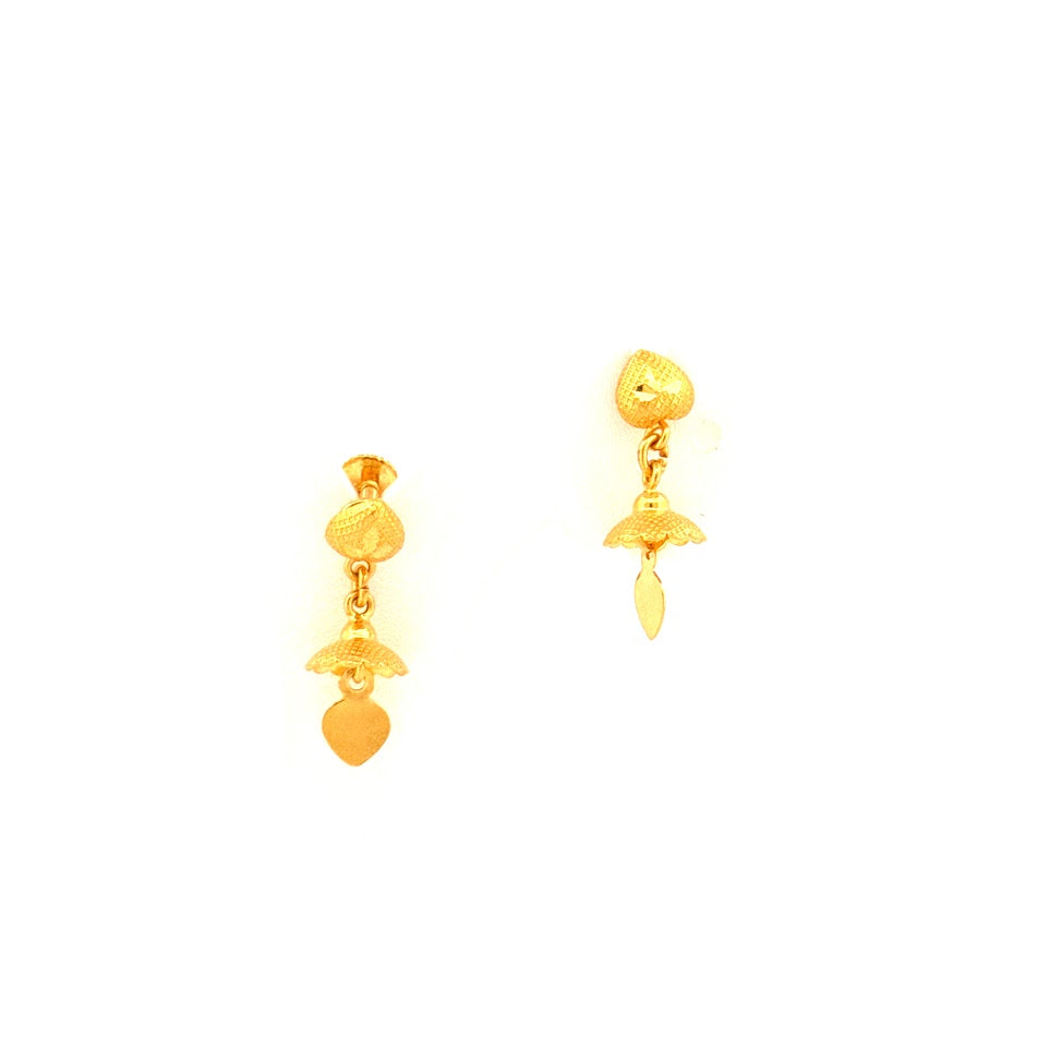 22K Gold Screw Drop Earrings 2.310g