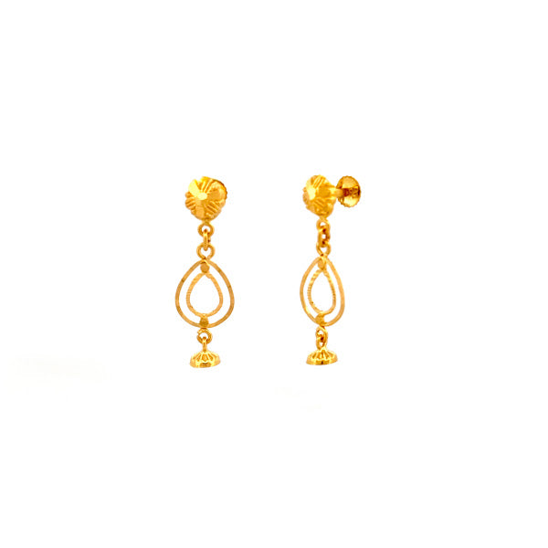 22K Gold Screw Drop Earrings 2.32g