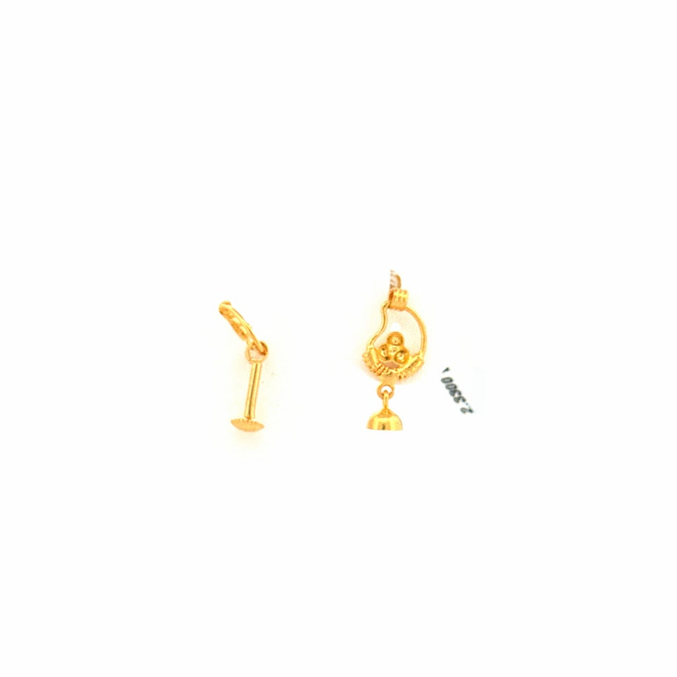 22K Gold Screw Drop Earrings 2.330g