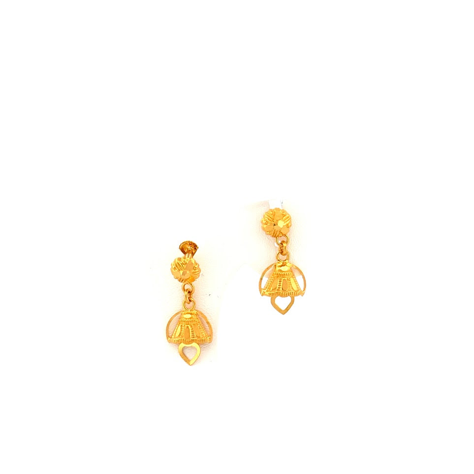 22K Gold Screw Drop Earrings 2.3400g