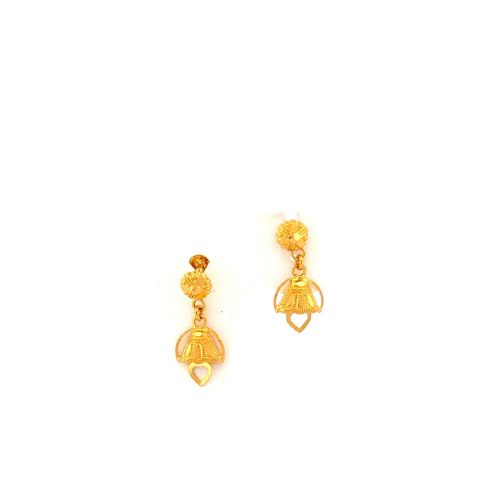 22K Gold Screw Drop Earrings 2.3400g