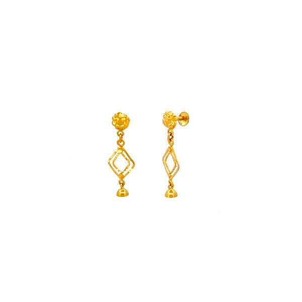 22K Gold Screw Drop Earrings 2.38g