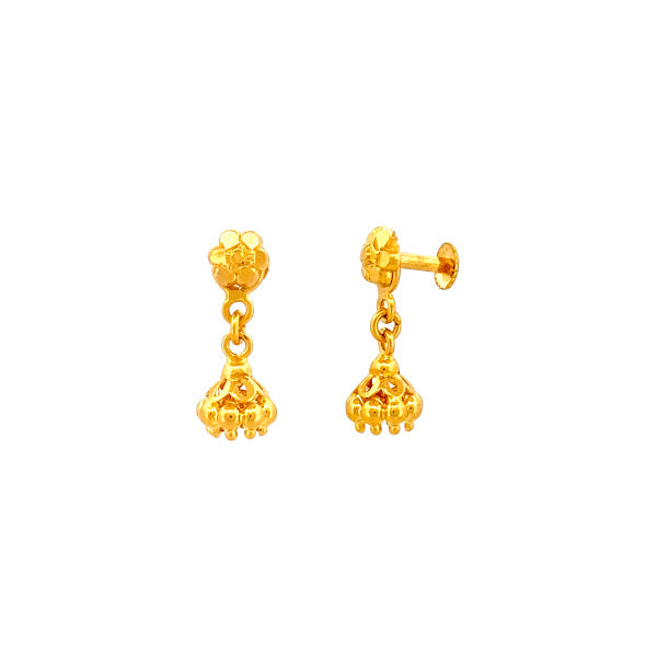 22K Gold Screw Drop Earrings 2.40g
