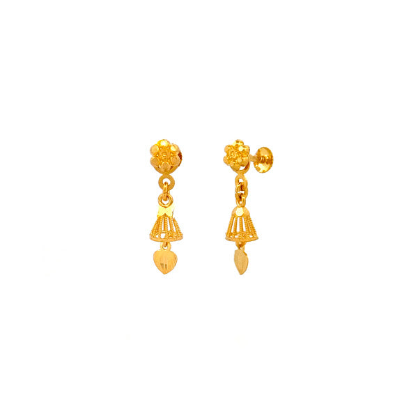 22K Gold Screw Drop Earrings 2.41g