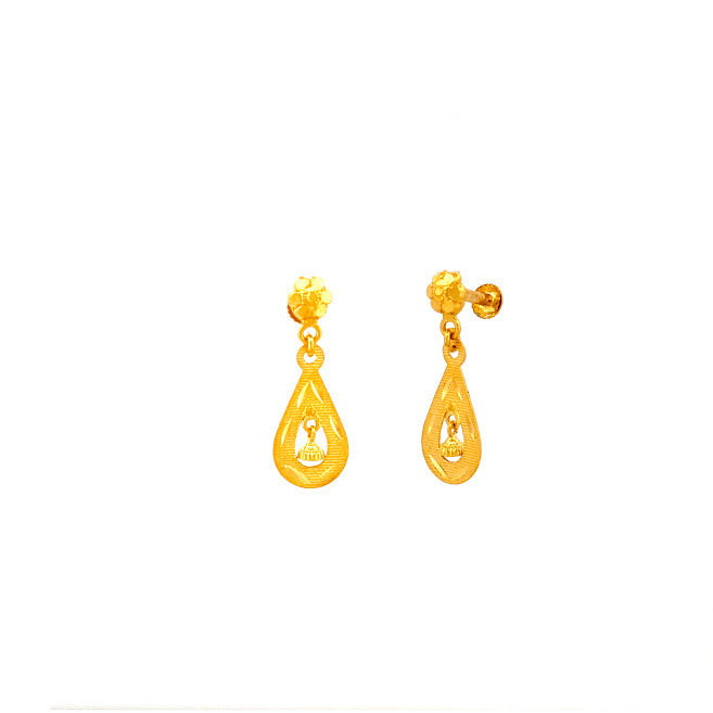 22K Gold Screw Drop Earrings 2.50g