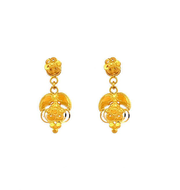 22K Gold Screw Drop Earrings 2.52g