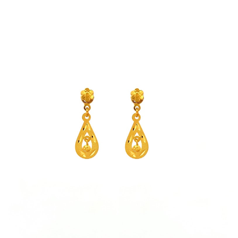 22K Gold Screw Drop Earrings 2.54g 