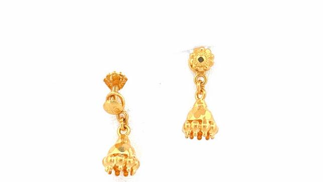 22K Gold Screw Drop Earrings 2.62g