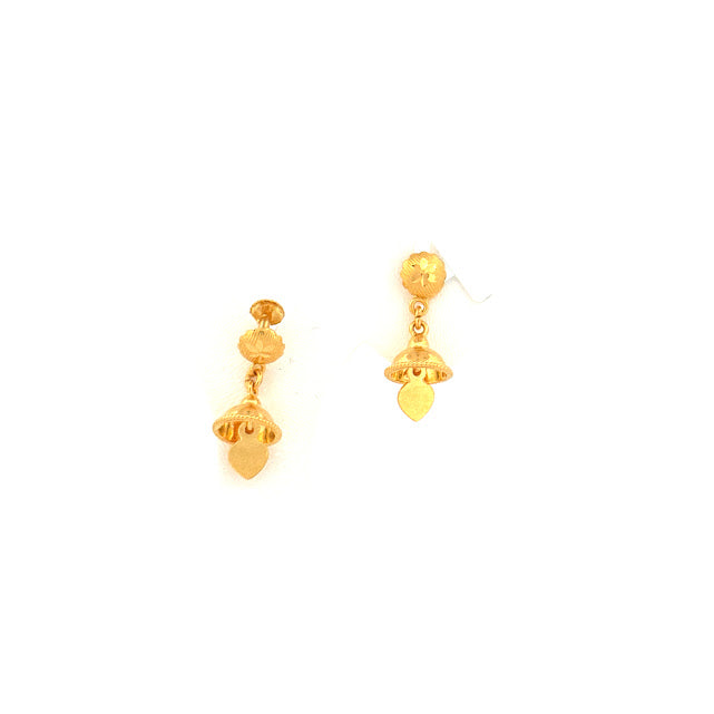 22K Gold Screw Drop Earrings 2.67g