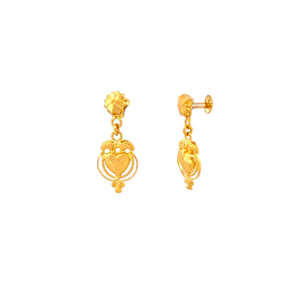 22K Gold Screw Drop Earrings 2.69g