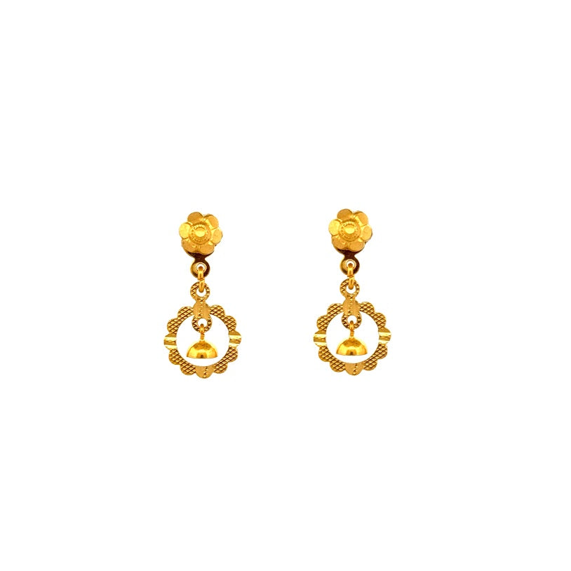 22K Gold Screw Drop Earrings 2.76g 