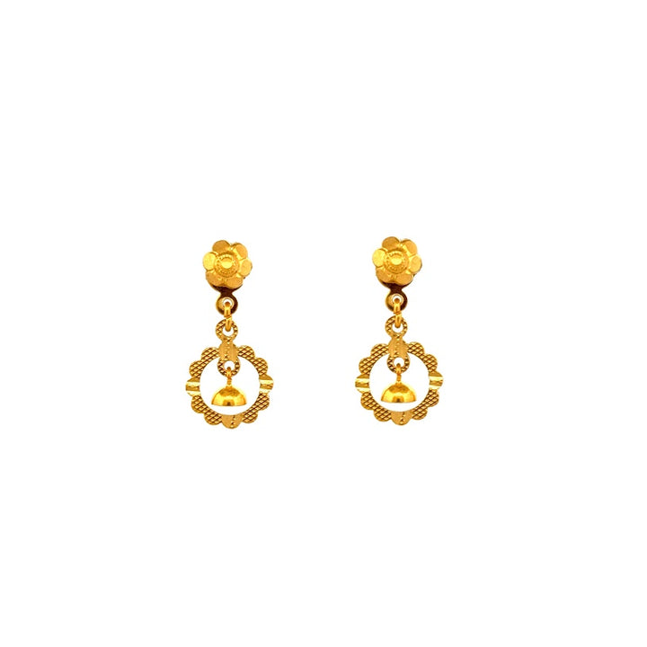 22K Gold Screw Drop Earrings 2.76g 