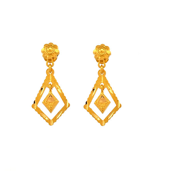 22K Gold Screw Drop Earrings 2.85g