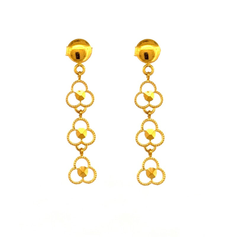 22K Gold Screw Drop Earrings 2.90g