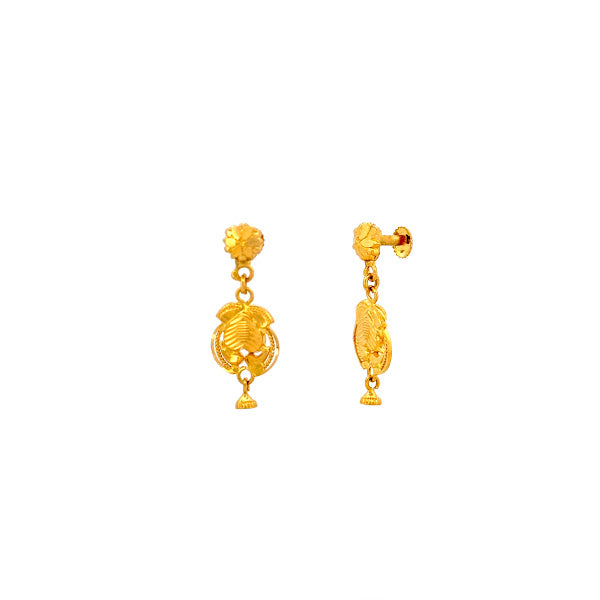 22K Gold Screw Drop Earrings 2.96g