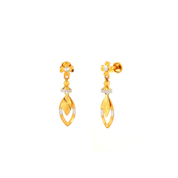 22K Gold Screw Drop Earrings 3.06g
