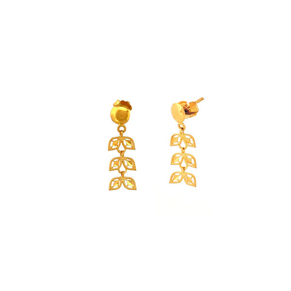 22K Gold Screw Drop Earrings 3.10g 