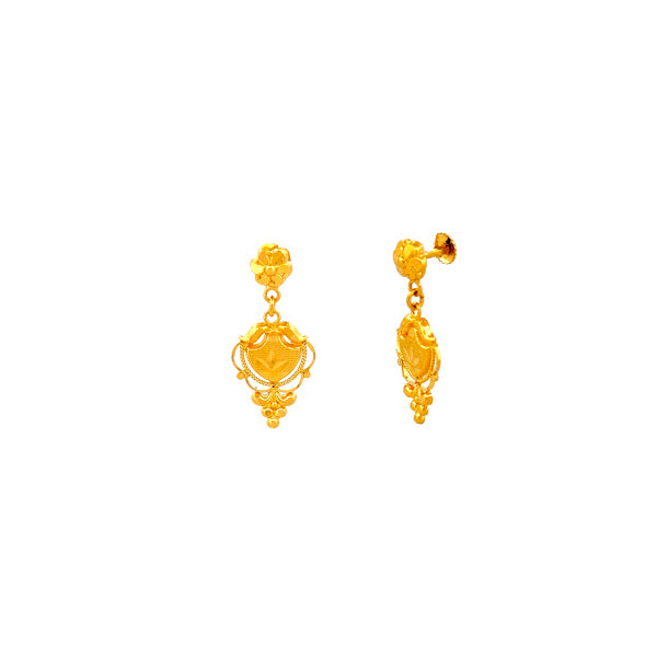 22K Gold Screw Drop Earrings 3.11g 
