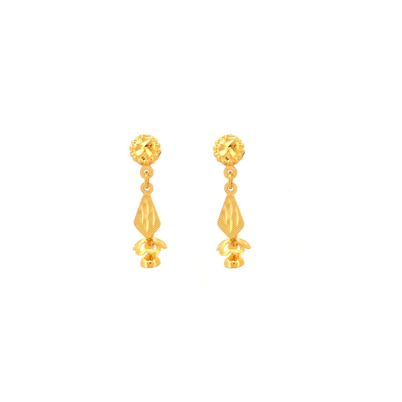 22K Gold Screw Drop Earrings 3.14g 