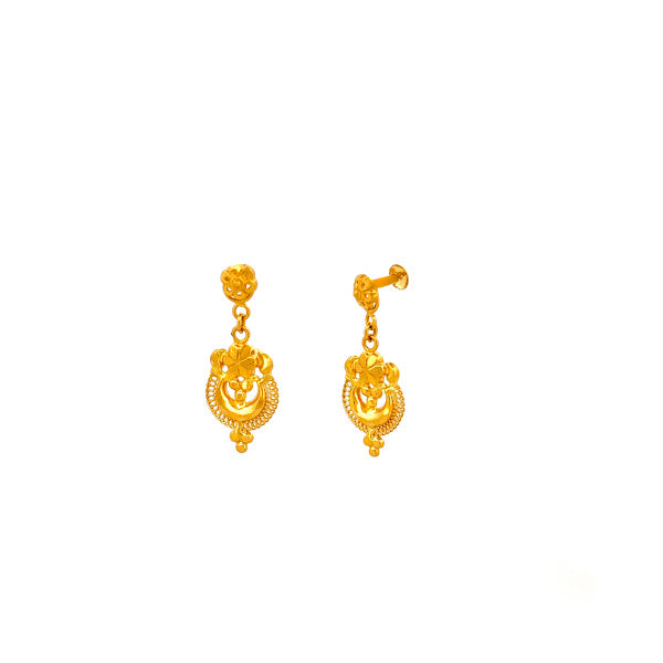 22K Gold Screw Drop Earrings 3.22g 