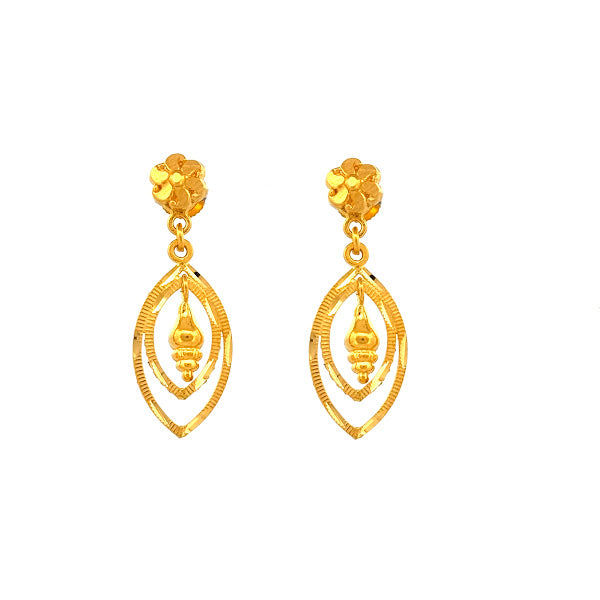 22K Gold Screw Drop Earrings 3.23g