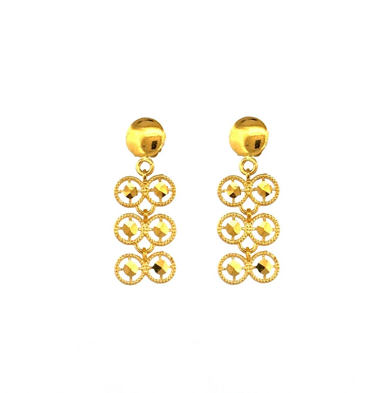 22K Gold Screw Drop  Earrings 3.25g